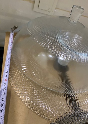 Desenli Cam Kapaklı servis kek  Tabağı - Görsel 11