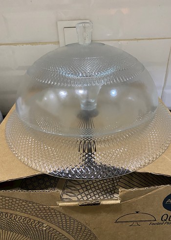 Desenli Cam Kapaklı servis kek  Tabağı - Görsel 7