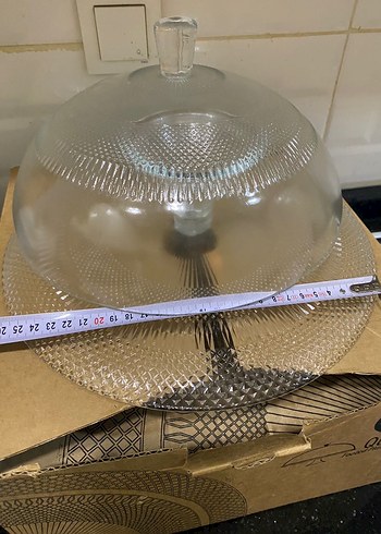 Desenli Cam Kapaklı servis kek  Tabağı - Görsel 12