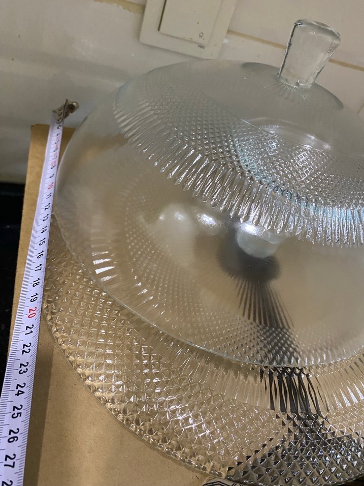 Desenli Cam Kapaklı servis kek  Tabağı - Görsel 5