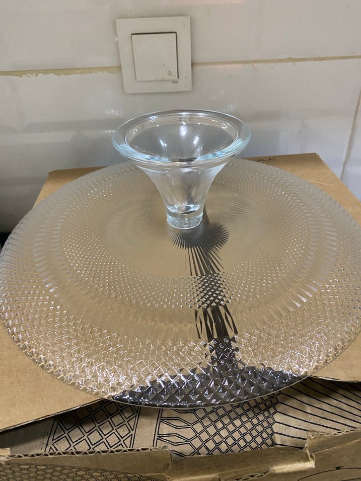 Desenli Cam Kapaklı servis kek  Tabağı - Görsel 2