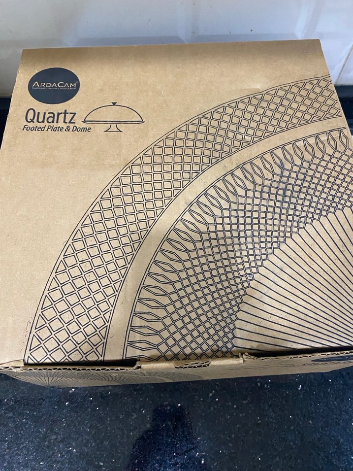 Desenli Cam Kapaklı servis kek  Tabağı - Görsel 3