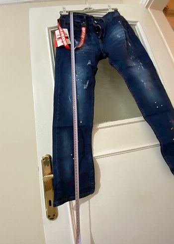 Mavi Bağlamalı şekilli şık kot bay bayan giyebilir sıfır - Görsel 3