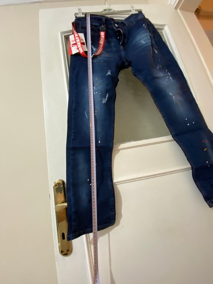 Mavi Bağlamalı şekilli şık kot bay bayan giyebilir sıfır - Görsel 3