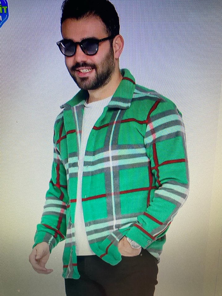 Erkek Yeşil Ekose Desenli Polar Gömlek - Görsel 4