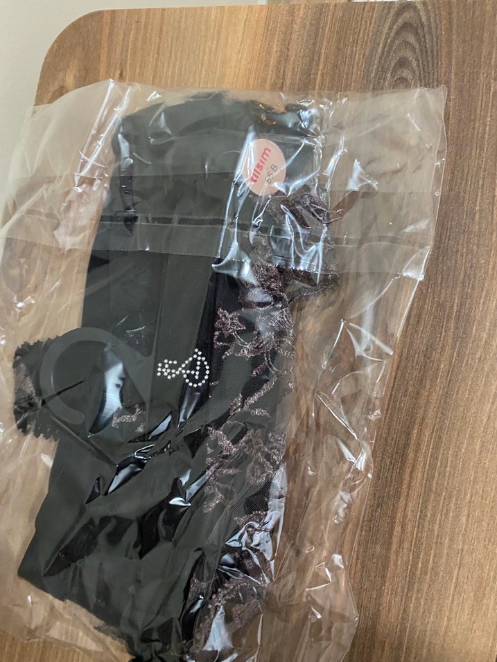 85 B   Bej Nakışlı Gotik Midi Sütyen takım - Görsel 5