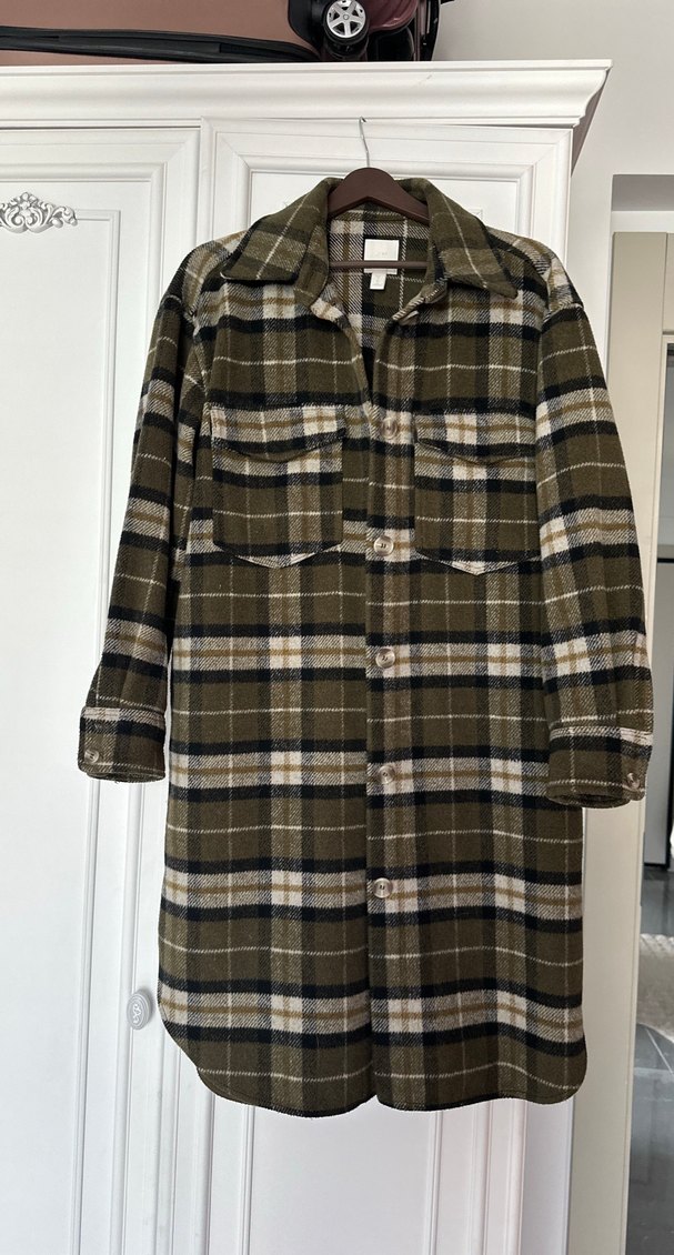 Düğmeli Ekose Kadın Yün Gömlek - Görsel 2