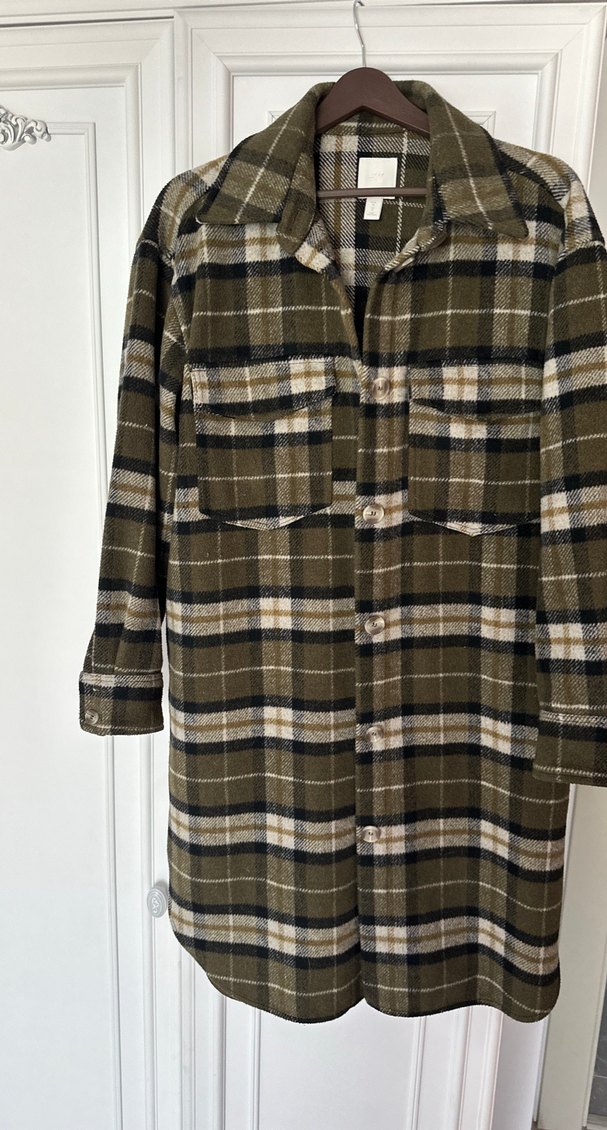 Düğmeli Ekose Kadın Yün Gömlek - Görsel 4