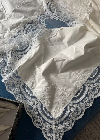 krem rengi 12 adet peçete yüzük ve krem masa örtüsu - Görsel 3