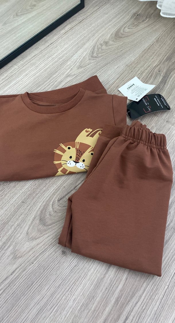 Kahverengi Baskılı Erkek Bebek Takımı - Görsel 2