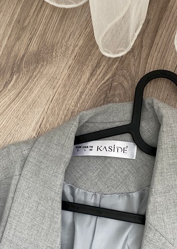 Gri Düğmeli Kadın Blazer Ceket - Görsel 4