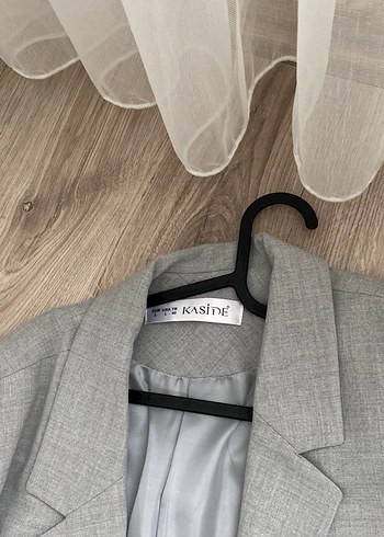 Gri Düğmeli Kadın Blazer Ceket - Görsel 3