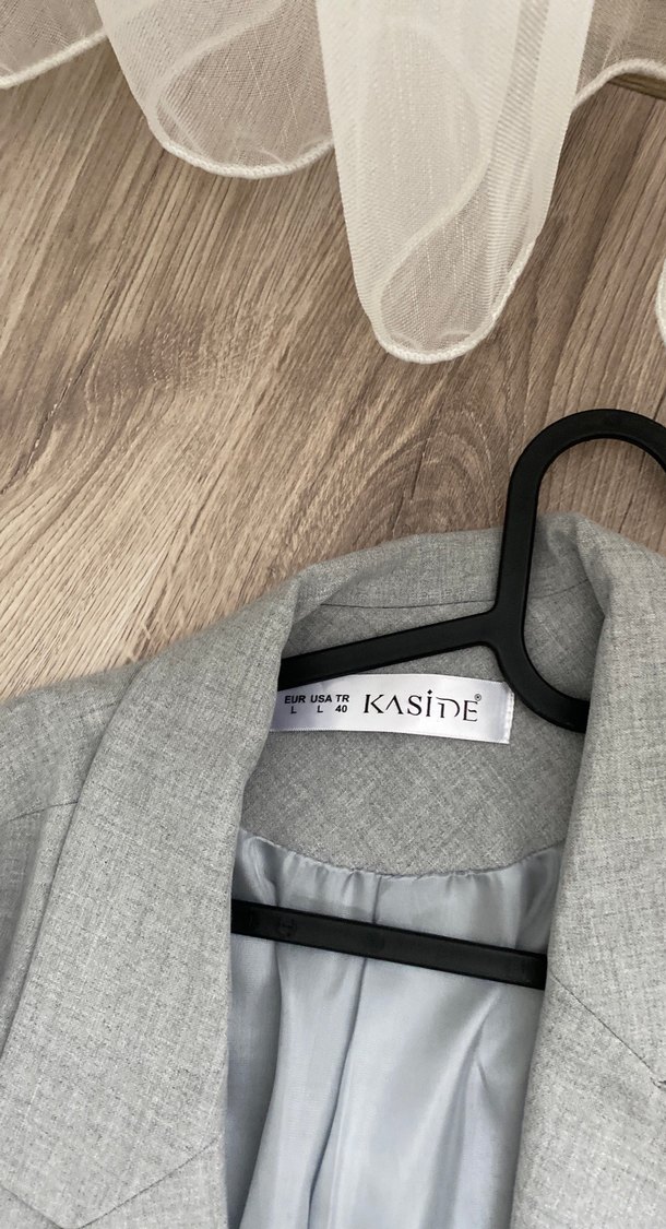 Gri Düğmeli Kadın Blazer Ceket - Görsel 4