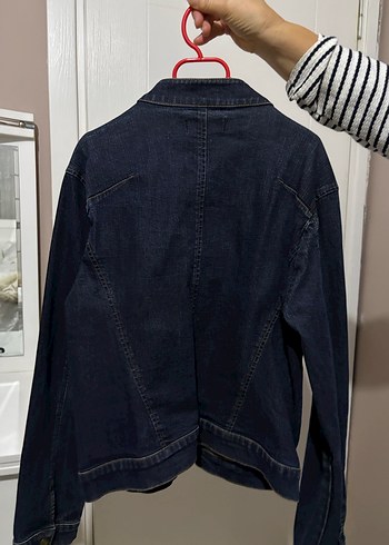 Kadın Koyu Mavi Fermuarlı Denim Ceket - Görsel 2