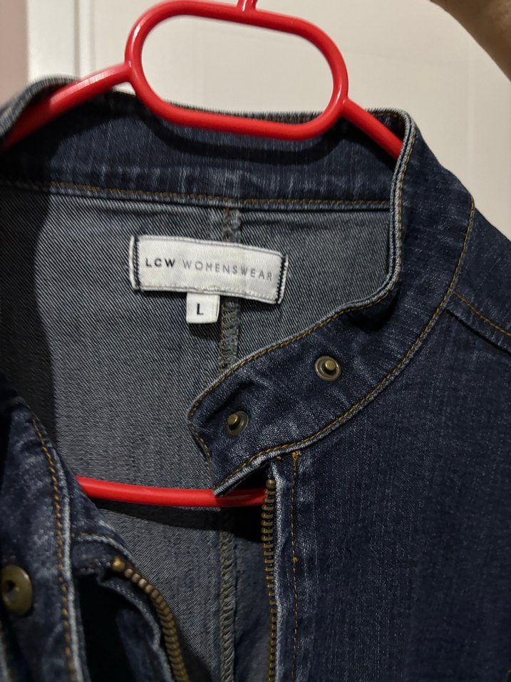 Kadın Koyu Mavi Fermuarlı Denim Ceket - Görsel 3