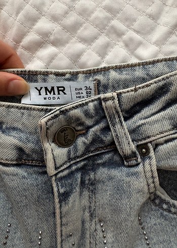 Gri Çizgili Kadın Midi Boy Denim Pantolon - Görsel 3