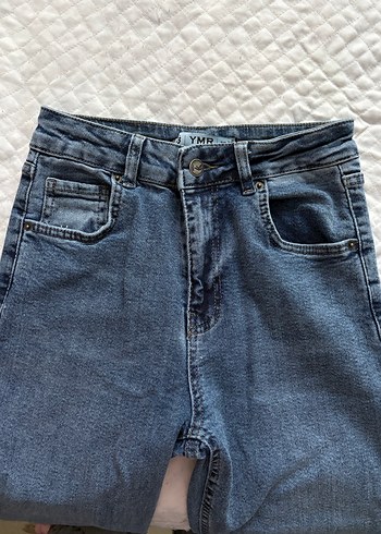 Kadın mavi Geniş Paça Midi Jean - Görsel 3