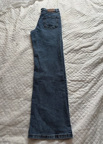 Kadın mavi Geniş Paça Midi Jean - Görsel 2