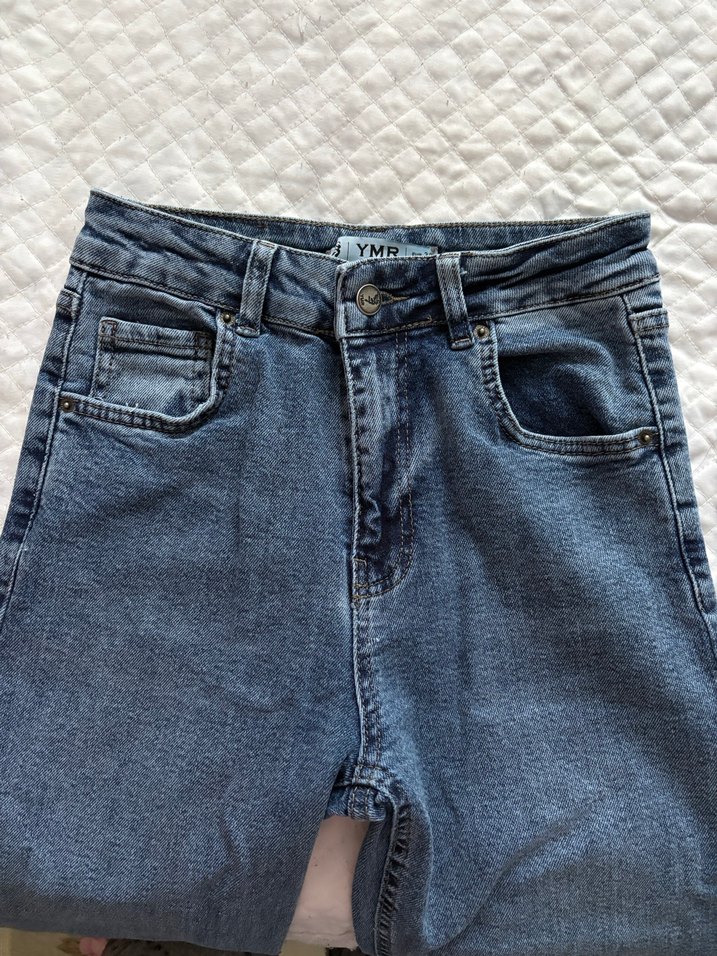 Kadın mavi Geniş Paça Midi Jean - Görsel 3