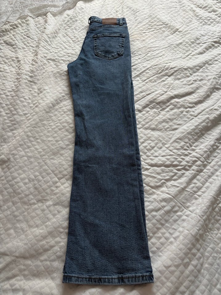 Kadın mavi Geniş Paça Midi Jean - Görsel 2