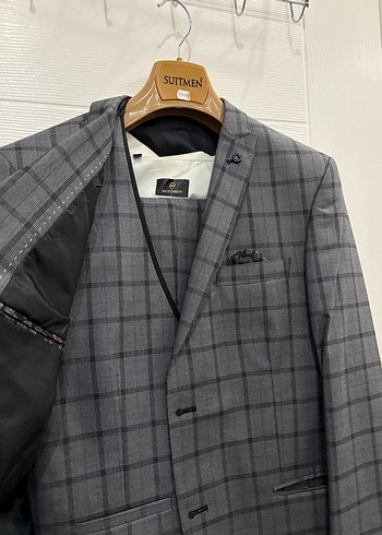 Gri Ekose Desenli Erkek Takım elbise - Görsel 2