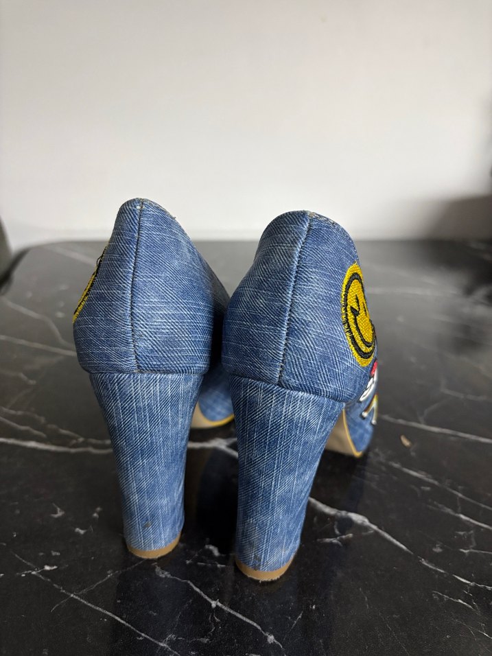 Nakışlı Kot Topuklu Stiletto Kadın Ayakkabı - Görsel 3