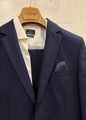 Lacivert Düğmeli Erkek Takım Elbise - Görsel 3