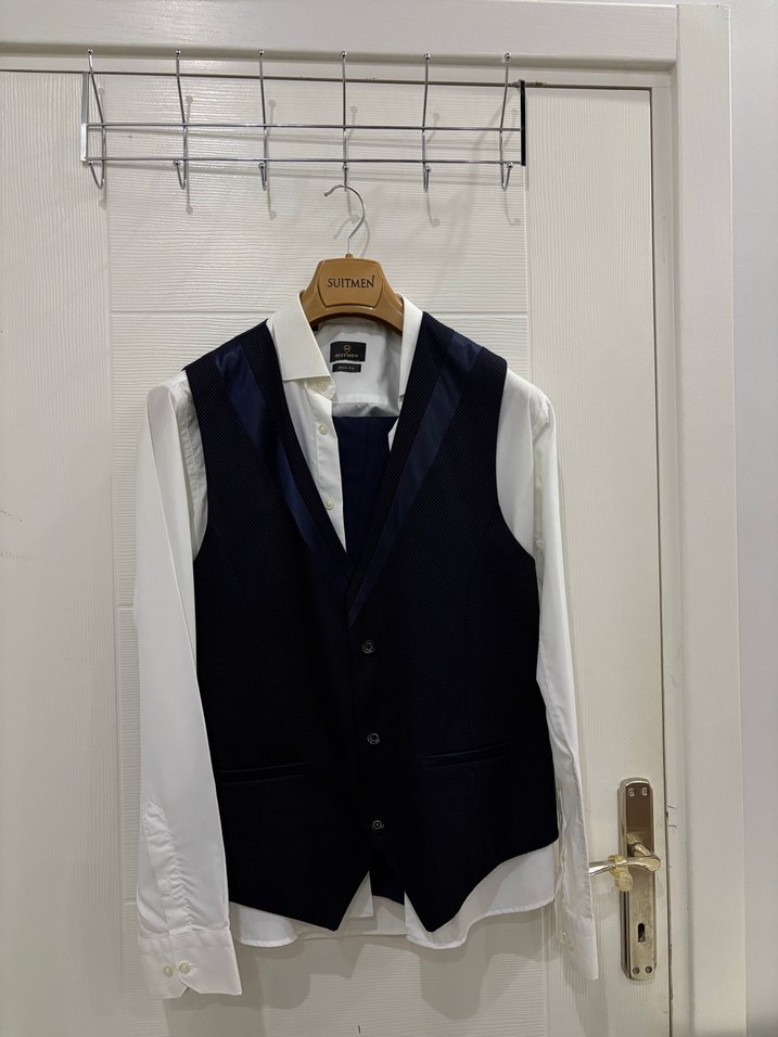 Lacivert Düğmeli Erkek Takım Elbise - Görsel 5