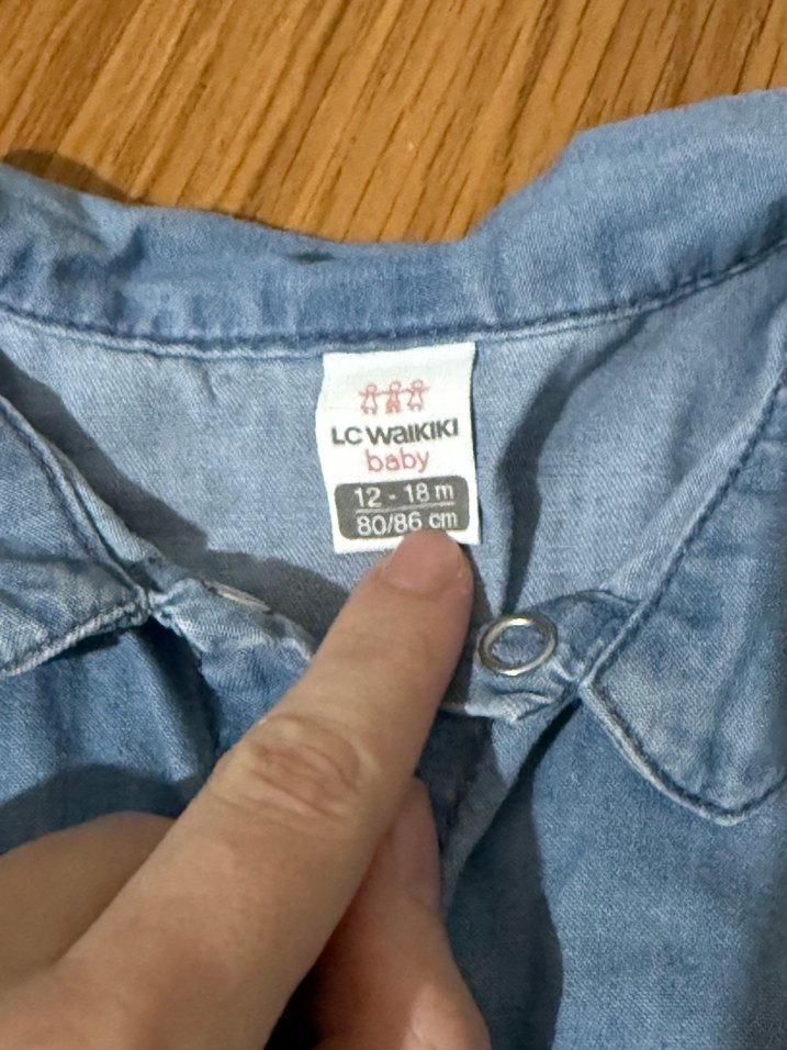 Denim Üstü Tül Detaylı Kız Elbise - Görsel 2