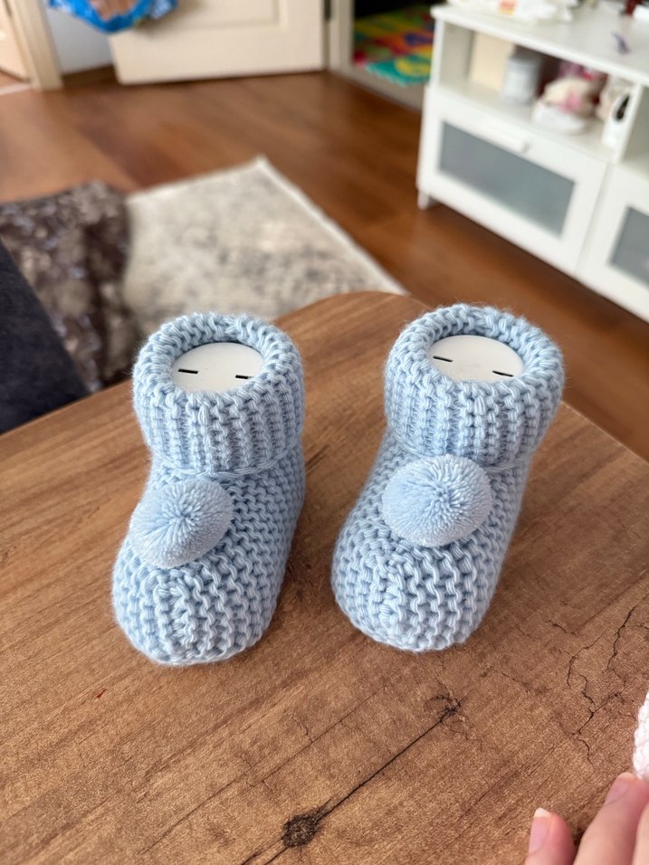 Kız - Erkek Bebek Örgü Panduf - Görsel 3