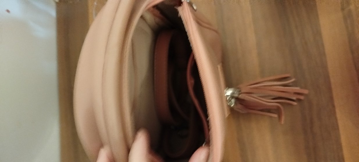 Pembe Deri Püsküllü Kadın Çanta - Görsel 3