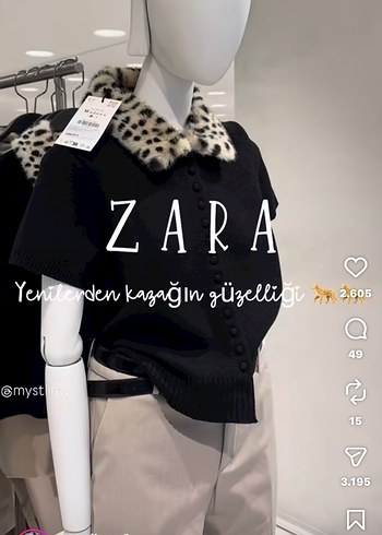 Zara Siyah Kisa Kollu Triko Kazak