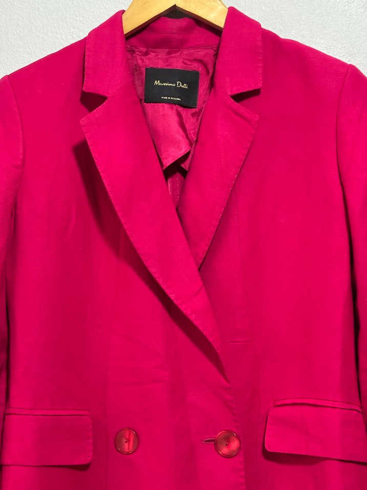 Massimo Dutti Fuşya Keten Blazer Ceket — görsel 4/14