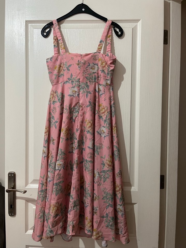 Pembe Çiçekli Uzun Bohem Elbise - Görsel 4