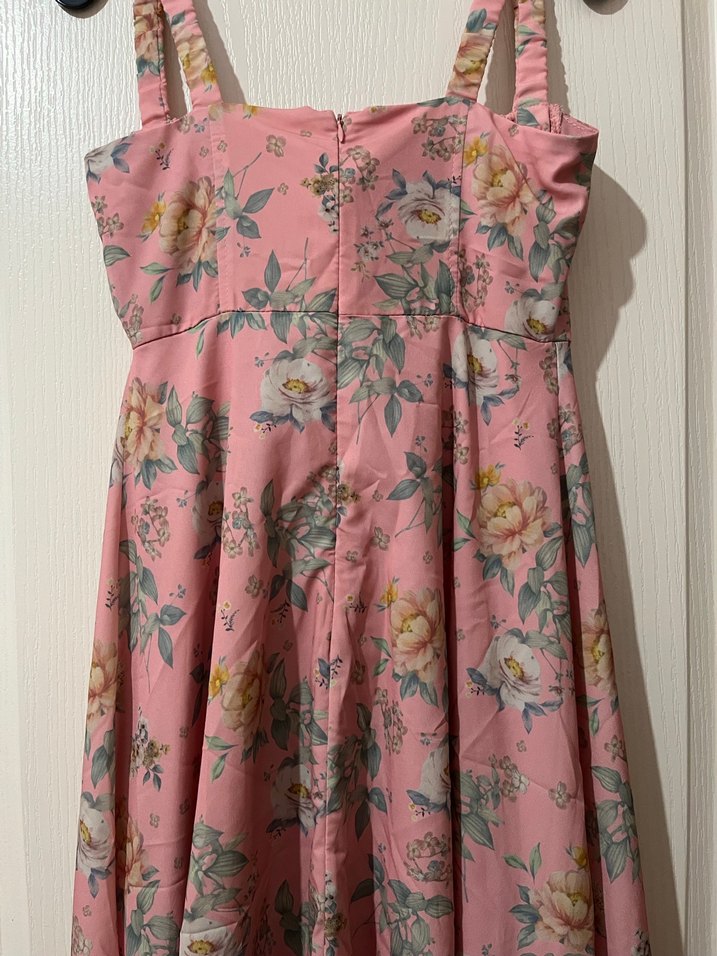 Pembe Çiçekli Uzun Bohem Elbise - Görsel 5