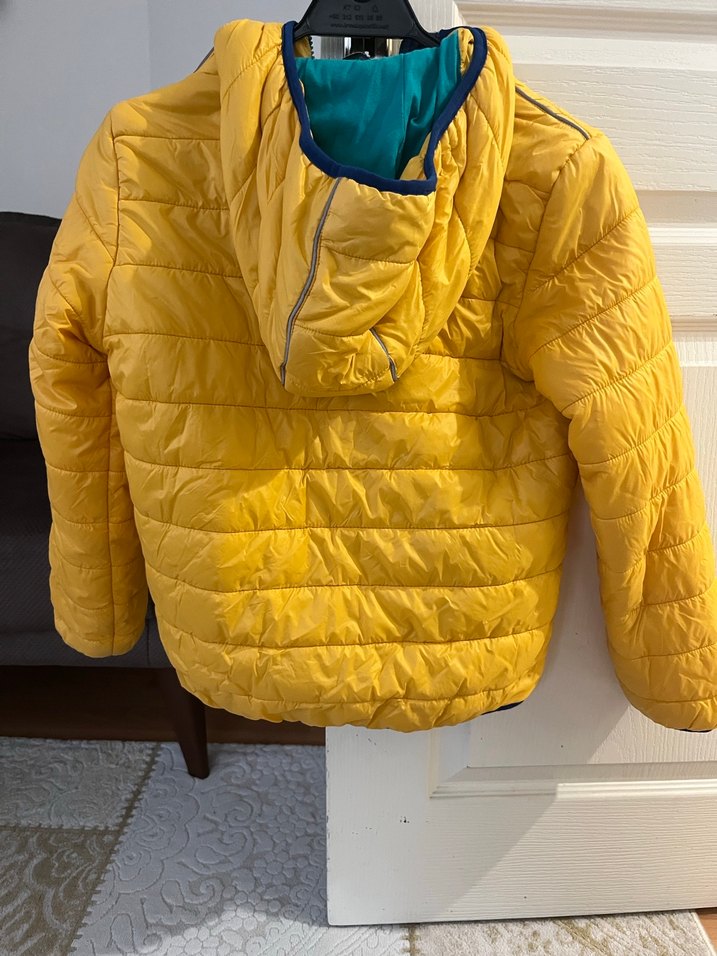 Sarı Erkek Çocuk Kapitone Fermuarlı Mont - Görsel 3