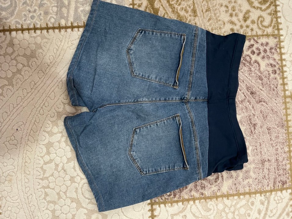 Koyu Mavi Hamile Mini Denim Şort - Görsel 2