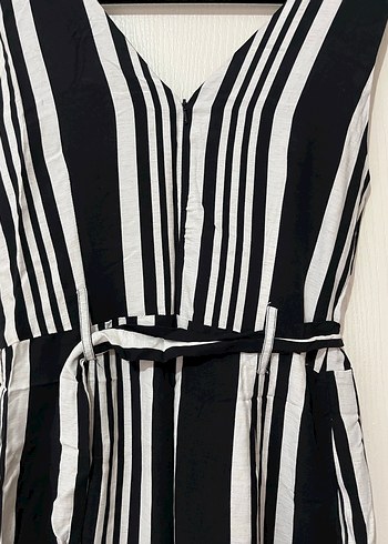 Kadın Siyah Çizgili Uzun Tulum - Görsel 5