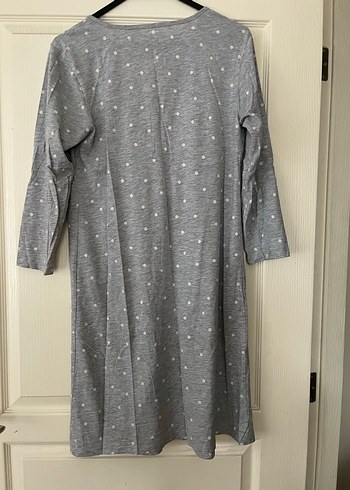 Gri Hamile ve Emzirme Gecelik, V Yaka, Uzun Kollu - Görsel 3