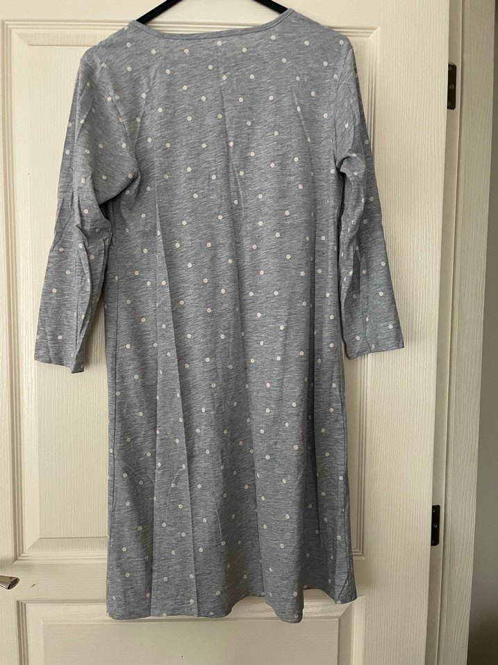 Gri Hamile ve Emzirme Gecelik, V Yaka, Uzun Kollu - Görsel 3