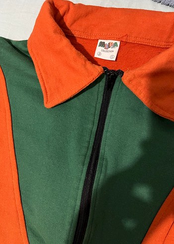 Kadın Yeşil-Turuncu Fermuarlı eşofman takımı - Görsel 2