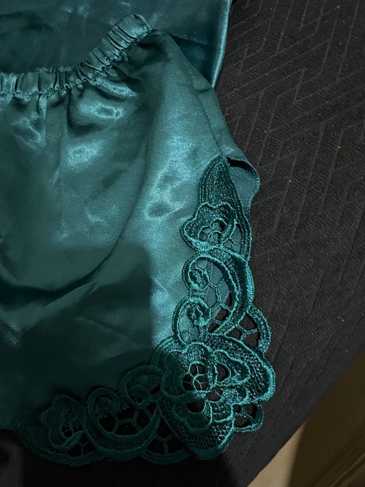 Nakışlı Yeşil Mini İp Askılı Pijama Takımı - Görsel 3