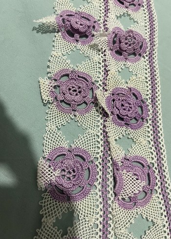 Mor Çiçekli Bohem El Yapımı Dantel Şerit - Görsel 2