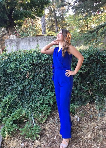 Mavi kalın askılı tulum - Görsel 2