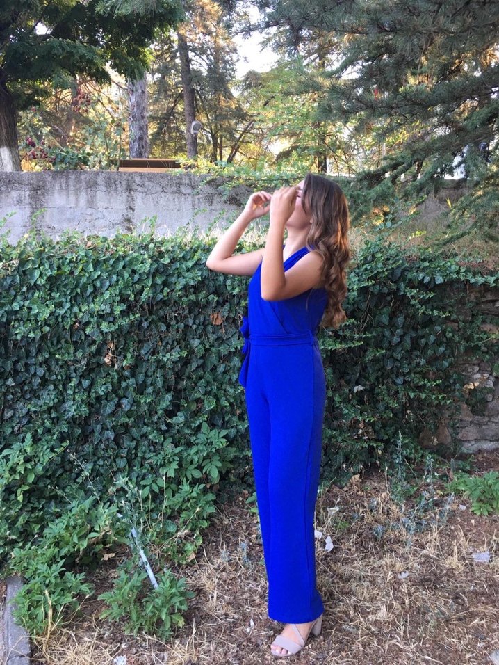 Mavi kalın askılı tulum - Görsel 3