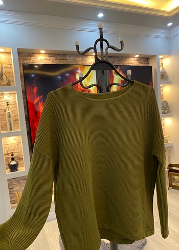 Kadın Haki Rahat Kesim Sweatshirt - Görsel 2