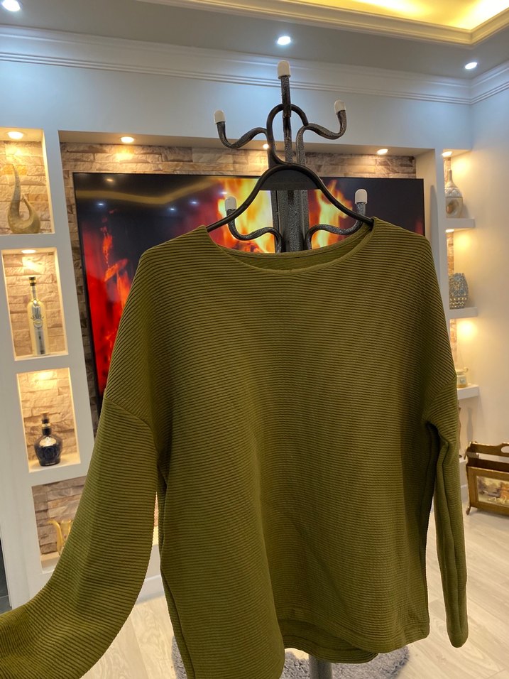 Kadın Haki Rahat Kesim Sweatshirt - Görsel 2