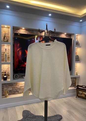 Kadın Beyaz Triko Salaş Kazak - Görsel 2