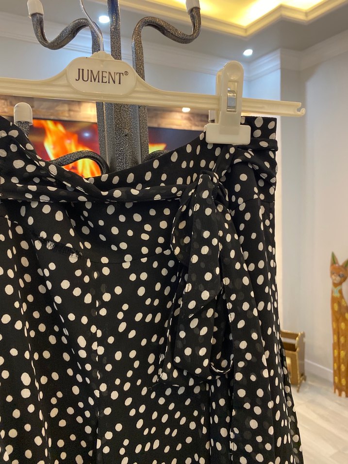 Düğmeli Siyah Beyaz Mini Etek - Görsel 2