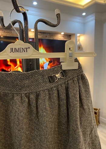 Gri Kemer Detaylı Mini Etek - Görsel 2